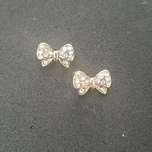Rhinestone bow earrings